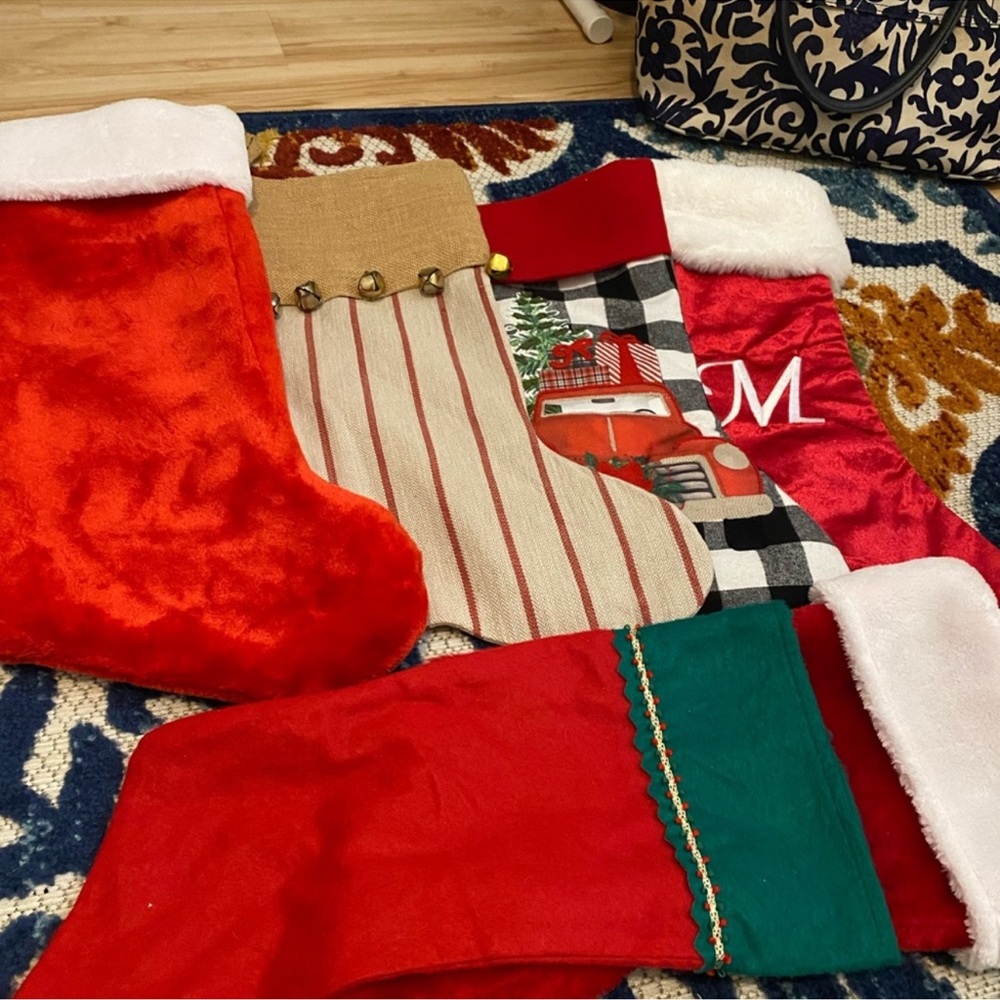Charming Red and White Holiday Stockings Set